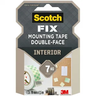 Banda dublu adeziva montare suprafete interioare, 19mmx1.5m, Scotch-Fix™ 3M