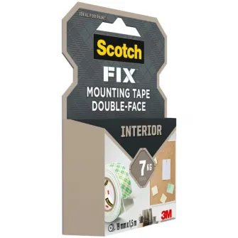 Banda dublu adeziva montare suprafete interioare, 19mmx1.5m, Scotch-Fix™ 3M