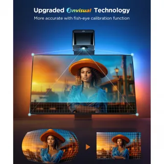 Banda LED inteligenta Govee TV Backlight 3 Lite, H6099, Wi-Fi + Bluetooth, RGBICW, Camera, 75-85 inch, 36W, Fisheye Correction