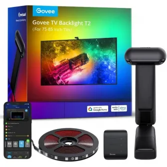 Banda LED inteligenta pentru TV Govee H605C Envisual TV Backlight T2 RGBIC, Wi-Fi+Bluetooth, Dual Camera, 75-85 inch, 60 LEDs/m