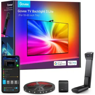 Banda LED inteligenta pentru TV Govee TV Backlight 3 Lite H6099, Wi-Fi + Bluetooth, RGBICW, Camera, 55-65 inch, Fisheye Correction, 24W