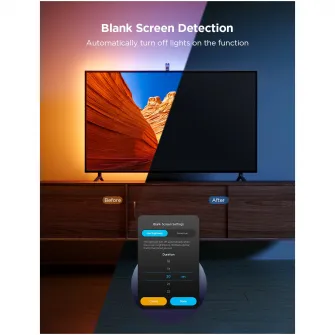 Banda LED inteligenta pentru TV Govee TV Backlight 3 Lite H6099, Wi-Fi + Bluetooth, RGBICW, Camera, 55-65 inch, Fisheye Correction, 24W