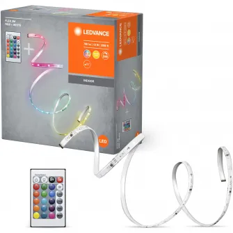 Banda LED Ledvance, cu telecomanda, dimabila, 10W, 780 lm, lumina alba si colorata (3000K), IP20, 3m, clasa energetica F