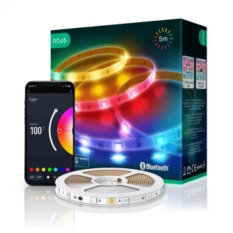 Banda LED RGB inteligenta Nous F6, Bluetooth, 12W, lumina colorata, 5m