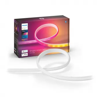 Banda LED RGB inteligenta Philips Hue Gradient Lightstrip, Bluetooth, 20W, 1600 lm, lumina alba si colorata, IP20, Silicon, 200 cm
