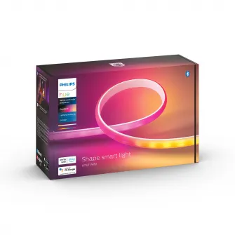 Banda LED RGB inteligenta Philips Hue Gradient Lightstrip, Bluetooth, 20W, 1600 lm, lumina alba si colorata, IP20, Silicon, 200 cm