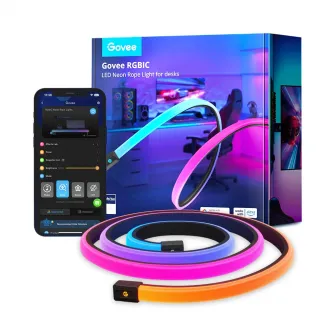 Banda LED RGBIC inteligenta Govee Neon Rope Lights H61C3, Wi-Fi, Bluetooth, Sincronizare Muzica, 4 LED-uri/m, control vocal, 3m