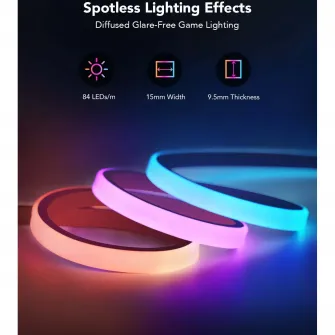 Banda LED RGBIC inteligenta Govee Neon Rope Lights H61C3, Wi-Fi, Bluetooth, Sincronizare Muzica, 4 LED-uri/m, control vocal, 3m