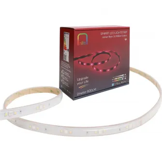 Banda LED RGBW inteligenta Nita Smart NT01400, Wi-Fi, Bluetooth, telecomanda, dimabila, 8.5W, 800 lm, lumina alba si colorata (3000K-6500K), IP44, 2m, clasa energetica G