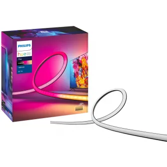 Banda LED RGBW inteligenta Philips Hue Play Gradient, pentru televizor 55, 20W, 1100 lm, lumina alba si colorata, 216.5 cm, Silicon