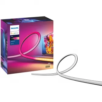 Banda LED RGBW inteligenta Philips Hue Play Gradient, pentru televizor 75, 20W, 1100 lm, lumina alba si colorata, 304 cm, Silicon