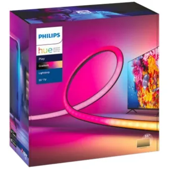 Banda LED RGBW inteligenta Philips Hue Play Gradient, pentru televizor 55, 20W, 1100 lm, lumina alba si colorata, 216.5 cm, Silicon