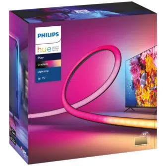 Banda LED RGBW inteligenta Philips Hue Play Gradient, pentru televizor 75, 20W, 1100 lm, lumina alba si colorata, 304 cm, Silicon