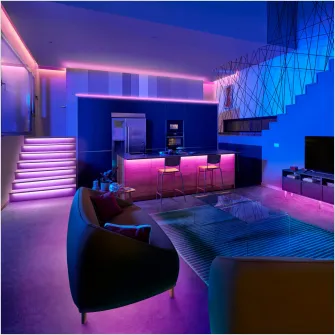 Banda LED RGBW inteligenta WiZ Connected, Matter, Wi-Fi, Bluetooth, 10W, IP20, sincronizare muzica, control vocal, 10m