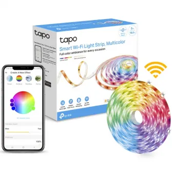 Banda LED RGBWIC inteligenta TP-LINK Tapo L930-5, Wi-Fi, control vocal, sincronizare muzica, 13W, 1000 lm, compatibil Amazon Alexa si Google Assistant, 100-240V, 5m