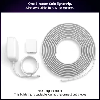 Banda LED RGBWW inteligenta Philips Hue Solo, Bluetooth, zigbee, 20W, 1700 lm, lumina colorata, IP20, 5m