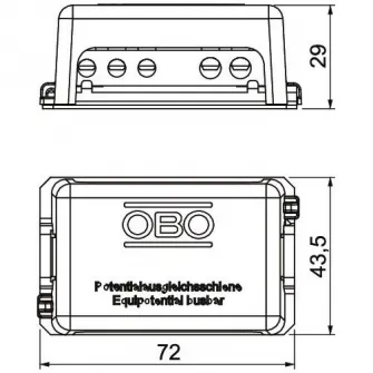 Bara egalizare potential OBO BETTERMANN 5015502, pentru instalatii mici, 1809 BG, 72x45mm