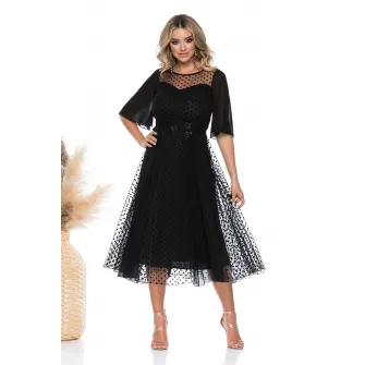 BAROCCA, Rochie evazata cu buline, Negru, 38