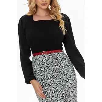 BAROCCA, Rochie midi cu model 2in1, Alb, Negru, 36