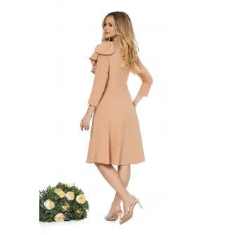 BAROCCA, Rochie midi cu volane, Bej, 44