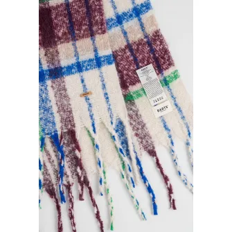 Barts, Fular cu model in carouri si franjuri Loriant, Bej, Violet tyrian, Albastru
