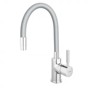 Baterie bucatarie Ferro Zumba, crom/silver, pipa flexibila