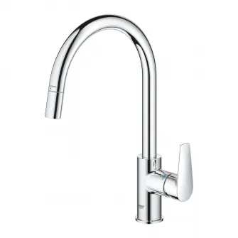 Baterie bucatarie Grohe StartEdge 30550000, 3/8'', inalta, tip C, dus extractabil, crom