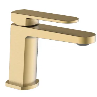 Baterie lavoar Aquasanit Zefir, cartus ceramic, racorduri flexibile 40 cm de 3/8, finisaj auriu mat