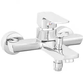 Baterie perete cada/dus Ferro Alba VerdeLine BLB1VL, 10 bar presiune maxima, 150 ± 20 mm distanta intre racorduri, crom, fara accesorii