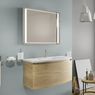 Baza mobilier Kring Luna, cu un sertar cu inchidere amortizata, infoliat stejar auriu, 81x41x49 cm