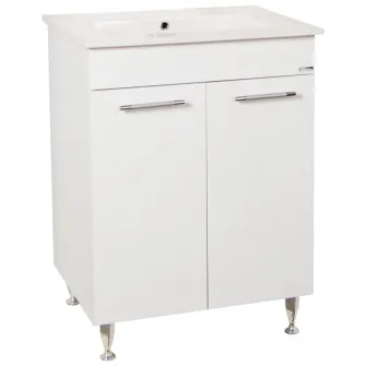 Baza mobilier si lavoar Badenmob 054, laterale PAL, front MDF vopsit, 60 cm, alb ultralucios