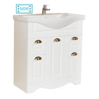 Baza mobilier si lavoar Badenmob 172, MDF, PAL, 75x81x45 cm, Alb rustic