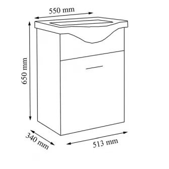 Baza si lavoar, Badenmob, seria 130 - 55cm, suspendat, Alb