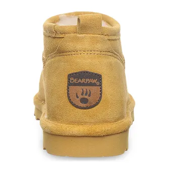 BEARPAW, Ghete de piele intoarsa, fara inchidere, Galben sofran, 36