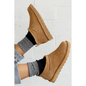 BEARPAW, Ghete de piele intoarsa, fara inchidere, Maro nisip, 36