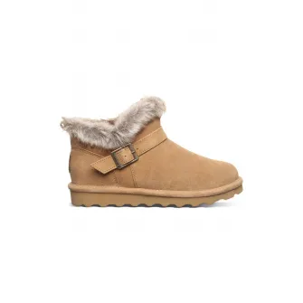 BEARPAW, Ghete din piele intoarsa cu blana sintetica, Camel, 36
