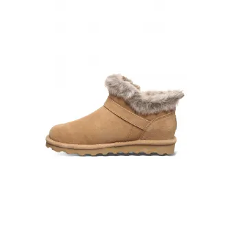 BEARPAW, Ghete din piele intoarsa cu blana sintetica, Camel, 36