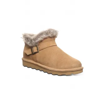 BEARPAW, Ghete din piele intoarsa cu blana sintetica, Camel, 36