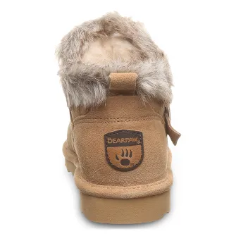 BEARPAW, Ghete din piele intoarsa cu blana sintetica, Camel, 36