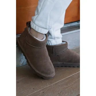 BEARPAW, Ghete impermeabile de piele intoarsa fara inchidere, Maro fango, 36