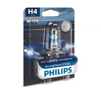 Bec auto PHILIPS Racing Vision GT200 H4 12V 60/55W P43T-38 Blister 1buc