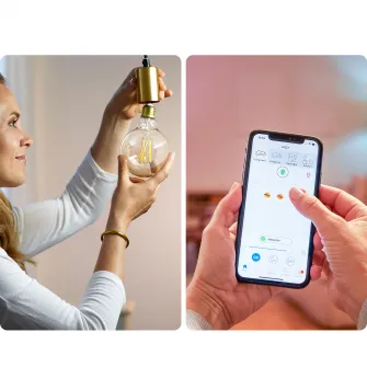 Bec LED inteligent vintage WiZ Filament Whites, Wi-Fi, G125, E27, 6.7W (60W), 806 lm, temperatura lumina reglabila (2700K-6500K), compatibil Google Assistant/Alexa/Siri