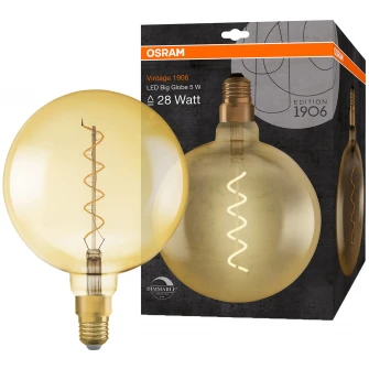 Bec LED OSRAM DIMABIL Vintage 1906 Big Globe LED 28, 5 W, E27, lumina calda 2000K, 300 lm, clasa energetica A+, 15 000 ore functionare