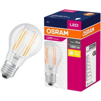Bec LED Osram, E27, 7.5W (75W), 1055 lm, A+, lumina calda (2700K)