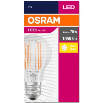 Bec LED Osram, E27, 7.5W (75W), 1055 lm, A+, lumina calda (2700K)