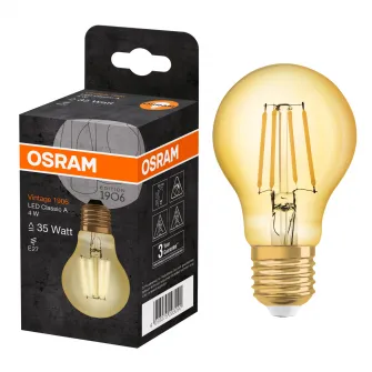 Bec LED OSRAM Vintage 1906 CLAS A 35 4 W, E27, lumina calda 2400K, 410 lm, clasa energetica A+, 15 000 ore functionare