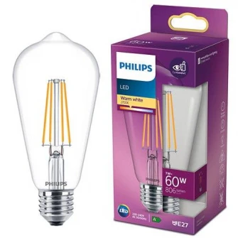 Bec LED Philips E27, 7 W (60 W), 806 lm, 2700 K, lumina alba alda, A++
