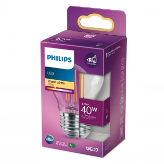 Bec LED vintage Philips, E27, 4.3W (40W), 470 lm, A++, lumina alba calda (2700K)