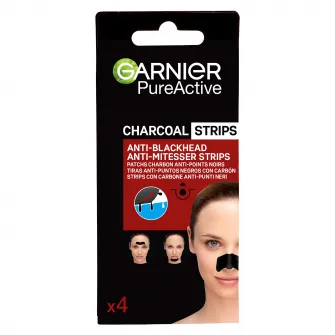Benzi anti-puncte negre Garnier Pure Active cu carbune, x4