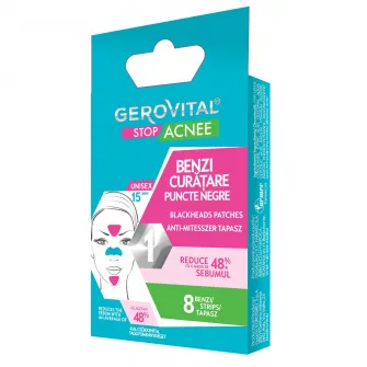 Benzi curatare puncte negre Gerovital Stop Acnee, 8 buc